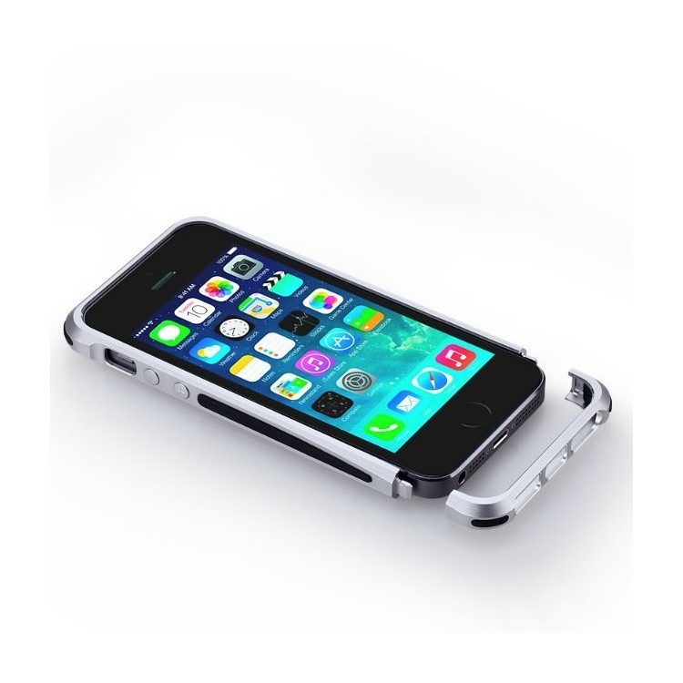 MOMAX Pro Streamlined Metal + Silicone Frame Cover for iPhone SE 5s 5 - Silver-6