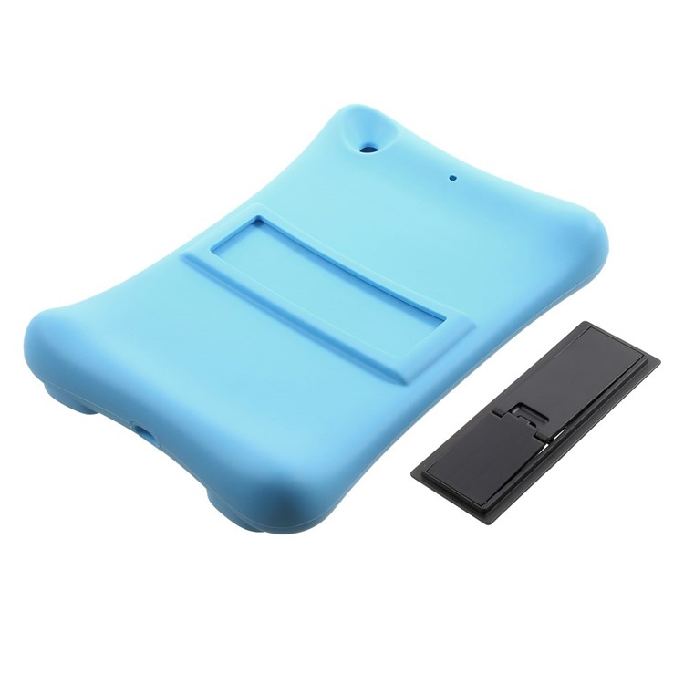 Hard Plastic/Soft Silicone Protective Case with Stand for iPad Mini 3 - Blue-10