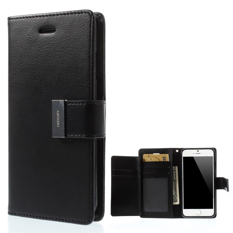 Mercury GOOSPERY Rich Diary Wallet Leather Case for iPhone 6s 6 4.7 inch - Black-1