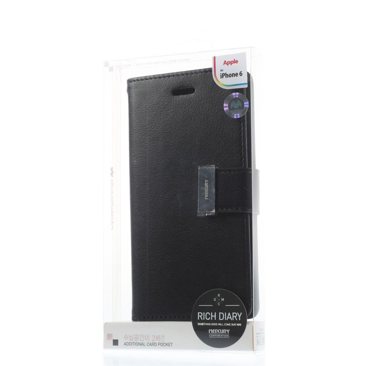 Mercury GOOSPERY Rich Diary Wallet Leather Case for iPhone 6s 6 4.7 inch - Black-11