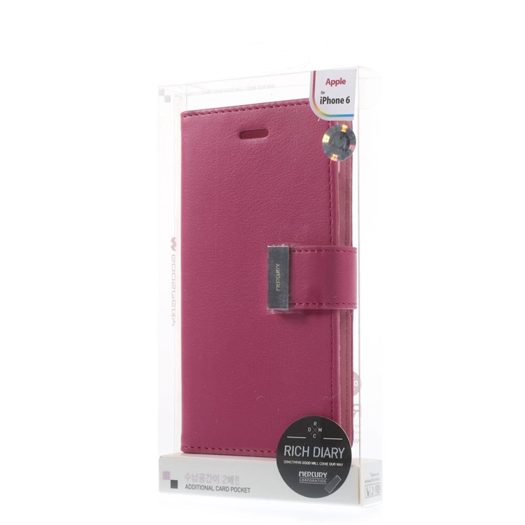 Mercury GOOSPERY Rich Diary Wallet Leather Cover for iPhone 6s / 6 4.7 inch - Rose-11