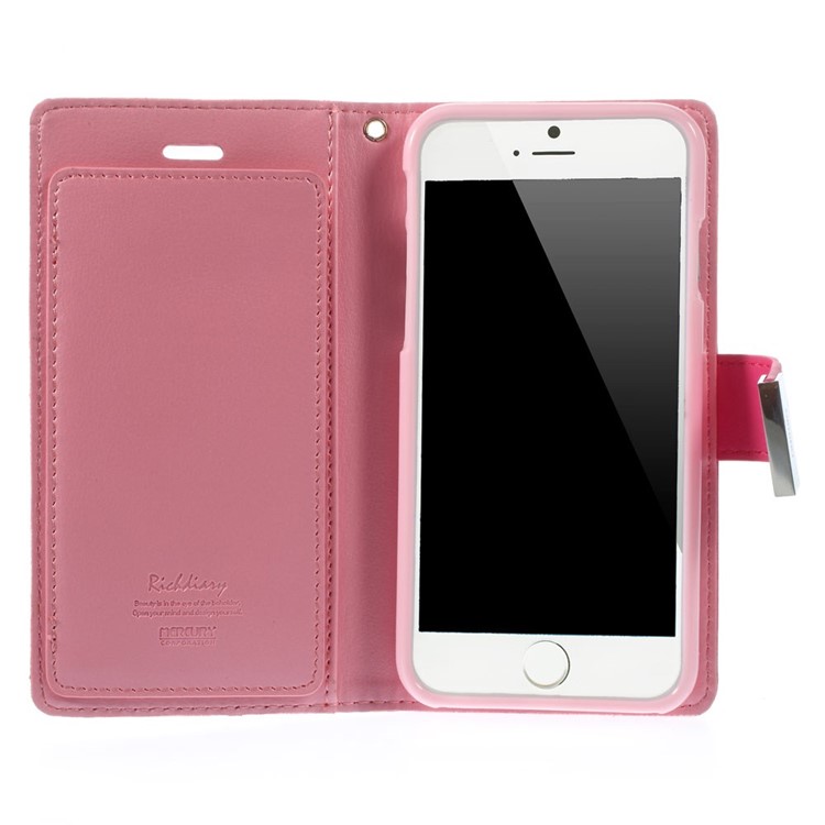 Mercury GOOSPERY Rich Diary Wallet Leather Cover for iPhone 6s / 6 4.7 inch - Rose-4