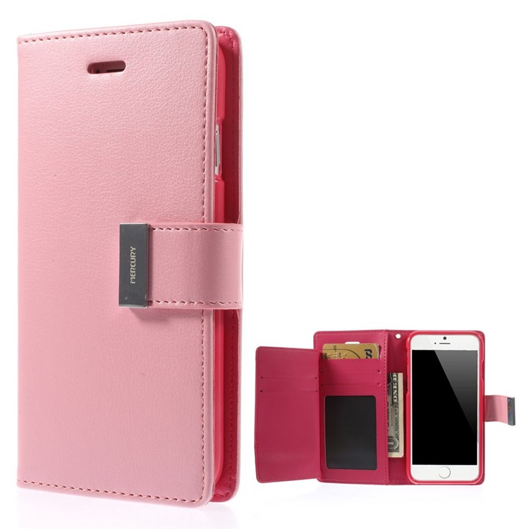 Mercury GOOSPERY Rich Diary Leather Wallet Case for iPhone 6s 6 4.7 inch - Pink-1