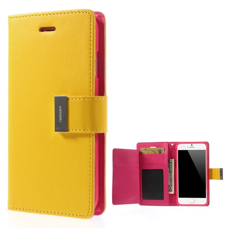 Mercury GOOSPERY Rich Diary Leather Wallet Cover for iPhone 6s 6 4.7 inch - Yellow-1