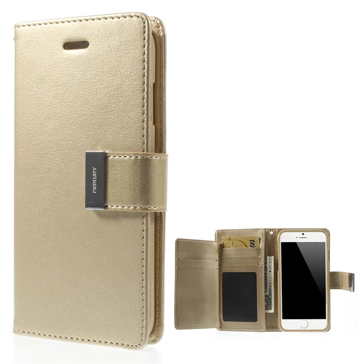 Mercury GOOSPERY Rich Diary Wallet Leather Magnetic Case for iPhone 6 4.7 inch - Champagne-1