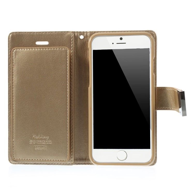 Mercury GOOSPERY Rich Diary Wallet Leather Magnetic Case for iPhone 6 4.7 inch - Champagne-4
