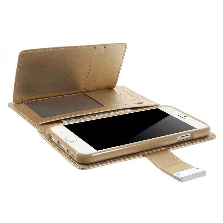 Mercury GOOSPERY Rich Diary Wallet Leather Magnetic Case for iPhone 6 4.7 inch - Champagne-6