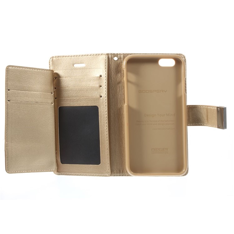 Mercury GOOSPERY Rich Diary Wallet Leather Magnetic Case for iPhone 6 4.7 inch - Champagne-7