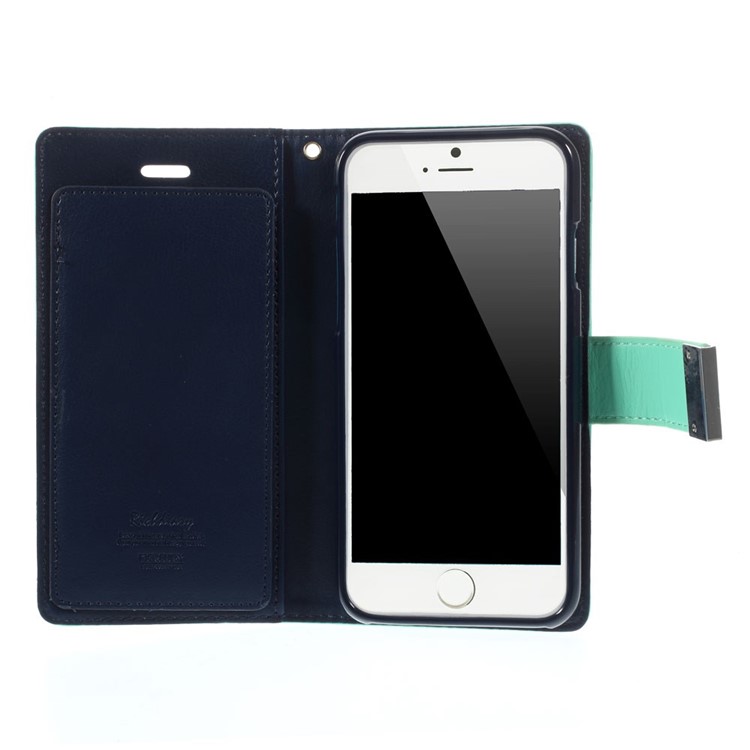 Mercury GOOSPERY Rich Diary PU Leather Magnetic Case for iPhone 6s 6 4.7 inch - Cyan-4