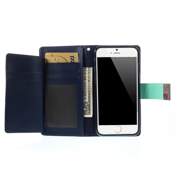 Mercury GOOSPERY Rich Diary PU Leather Magnetic Case for iPhone 6s 6 4.7 inch - Cyan-5