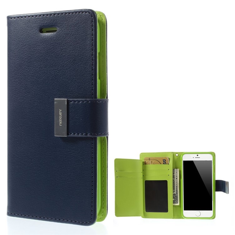 Mercury GOOSPERY Rich Diary PU Leather Cover for iPhone 6 6s 4.7 inch - Dark Blue-1