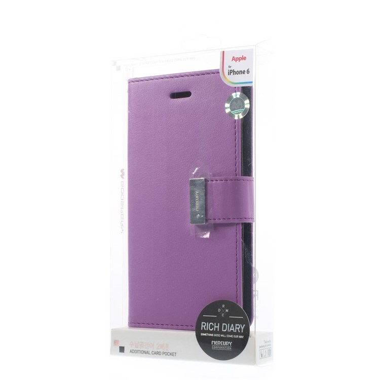 Mercury GOOSPERY Rich Diary Wallet Leather Case for iPhone 6s 6 4.7 inch - Purple-11