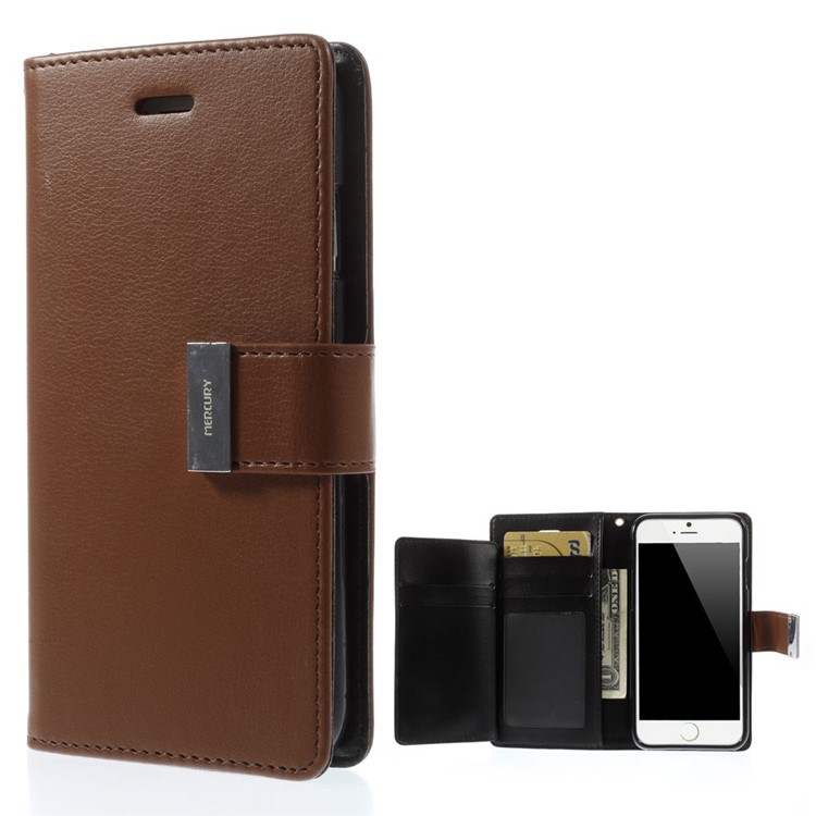 Mercury GOOSPERY Rich Diary Leather Magnetic Case for iPhone 6 6s 4.7 inch - Brown-1
