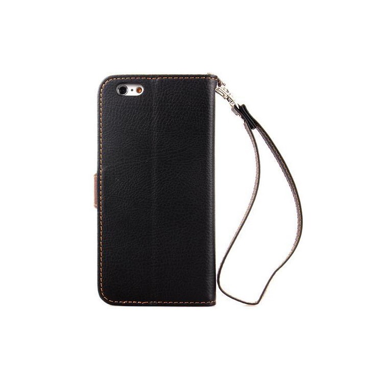 For iPhone 6s / 6 4.7-inch Litchi Skin Folio Leather Wallet Case - Black-3