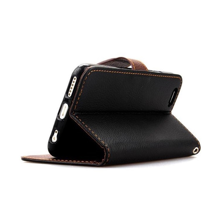 For iPhone 6s / 6 4.7-inch Litchi Skin Folio Leather Wallet Case - Black-5