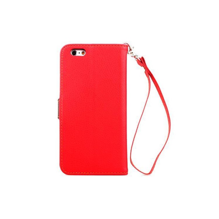 For iPhone 6s / 6 4.7-inch Litchi Skin Folio Leather Wallet Cover - Red-3