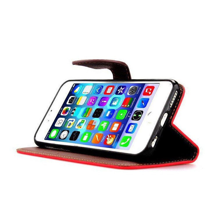 For iPhone 6s / 6 4.7-inch Litchi Skin Folio Leather Wallet Cover - Red-4