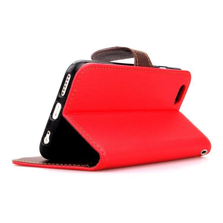 For iPhone 6s / 6 4.7-inch Litchi Skin Folio Leather Wallet Cover - Red-5