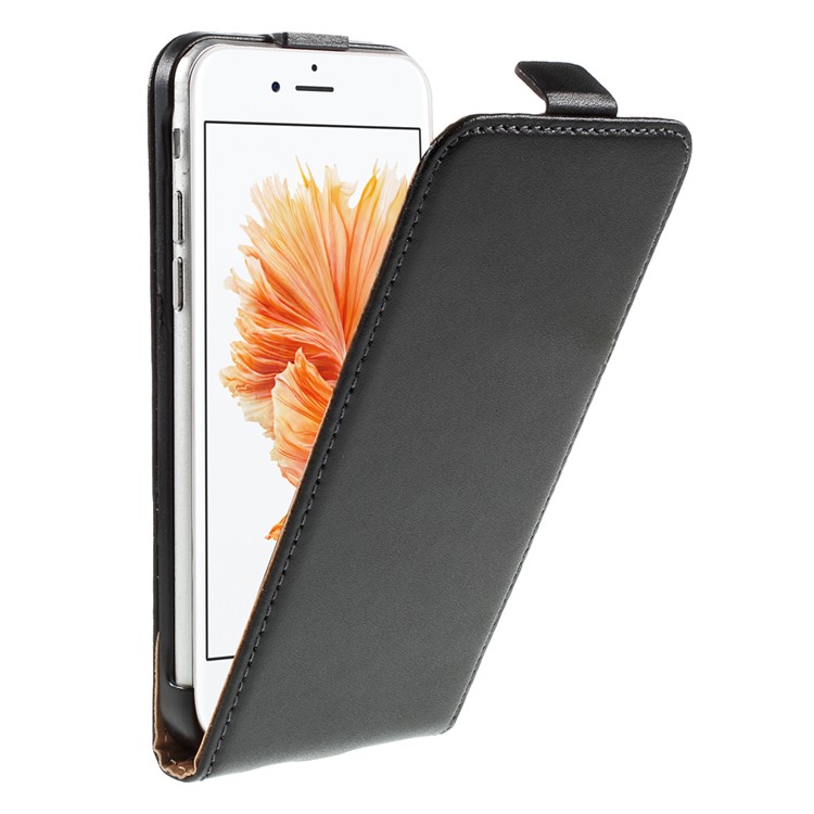 Genuine Split Leather Vertical Flip Cover for iPhone 6s / 6 4.7-inch - Black-1