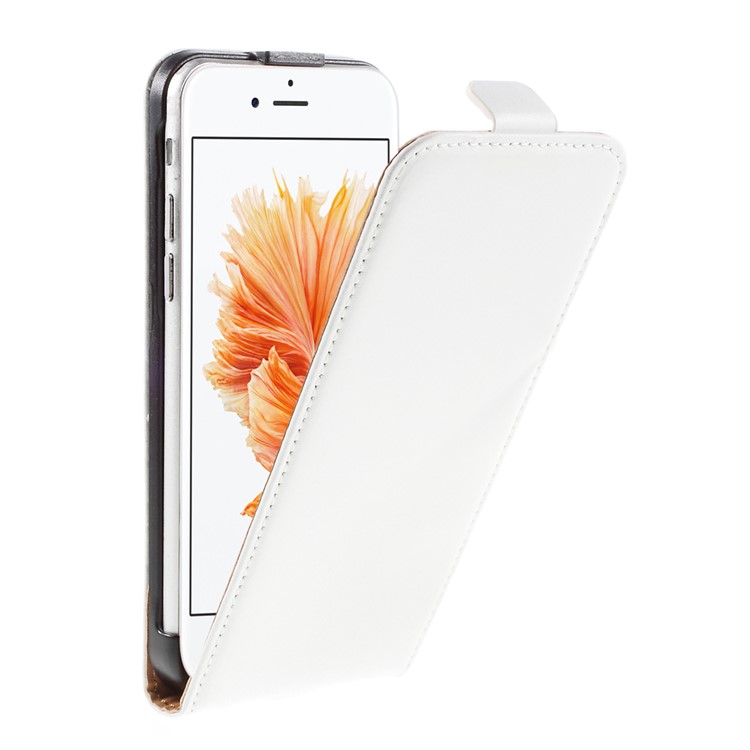 Genuine Split Leather Vertical Flip Cover for iPhone 6s / 6 4.7-inch - White-1