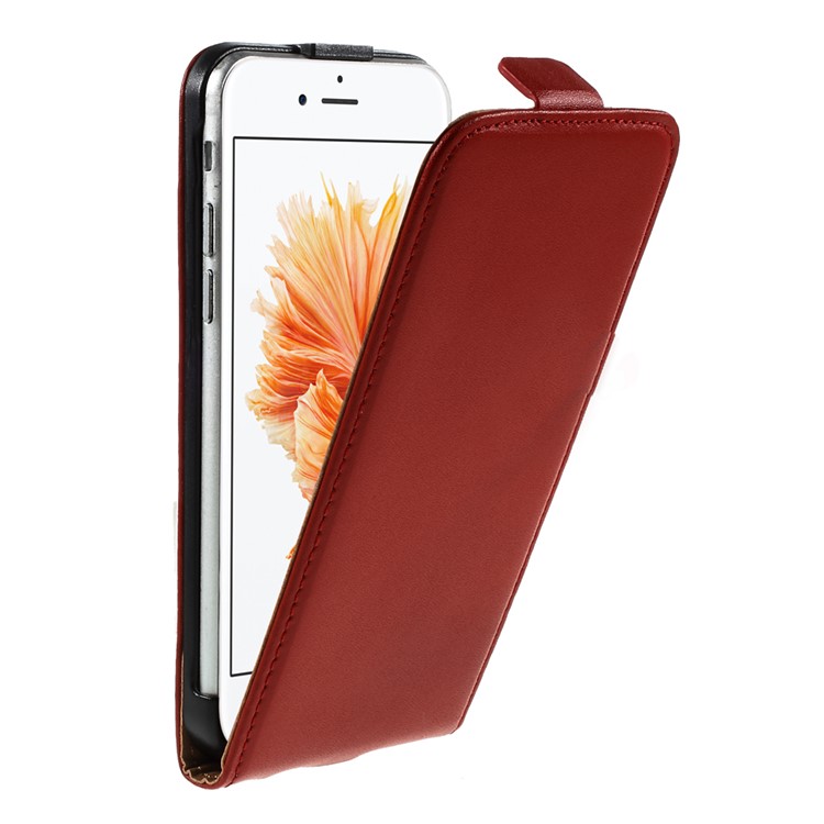 Genuine Split Leather Vertical Flip Cover for iPhone 6s / 6 4.7-inch - Red-1