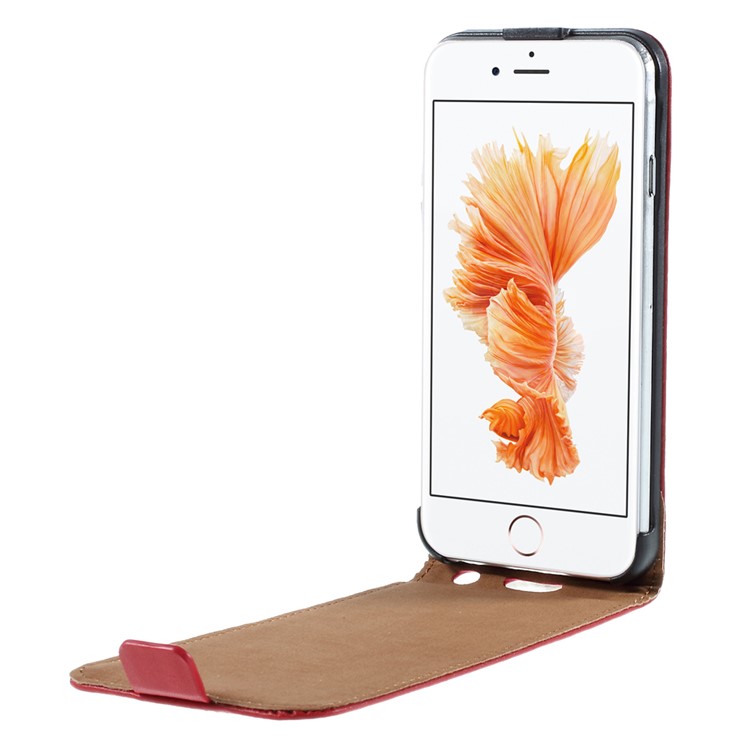 Genuine Split Leather Vertical Flip Cover for iPhone 6s / 6 4.7-inch - Red-5