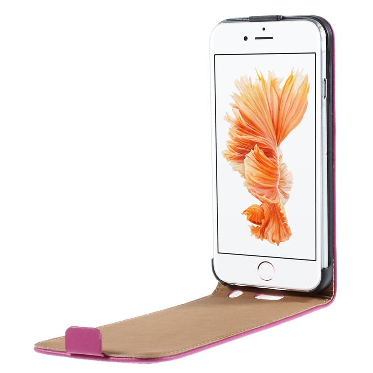 Genuine Split Leather Vertical Flip Case for iPhone 6s / 6 4.7-inch - Magenta-5
