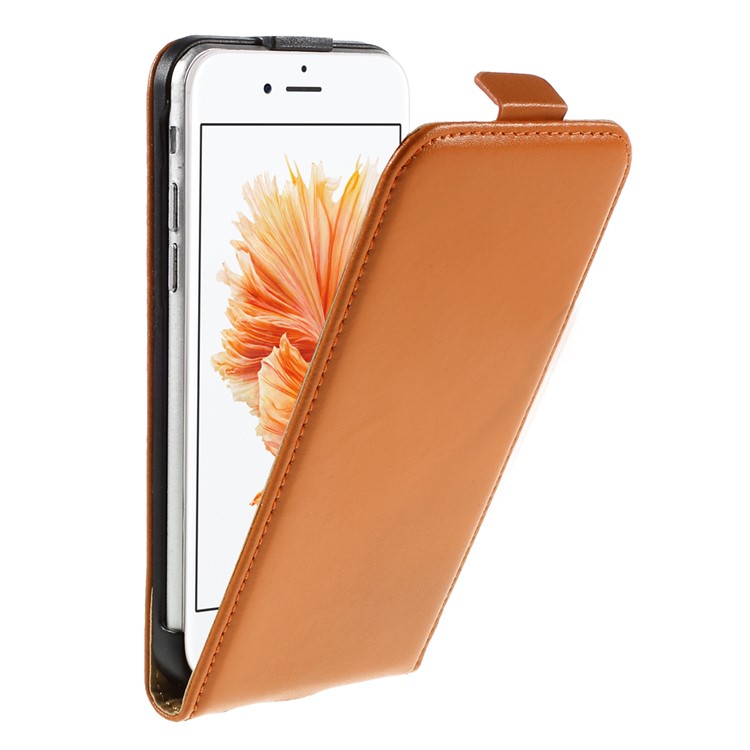 Genuine Split Leather Vertical Flip Case for iPhone 6s / 6 4.7-inch - Orange-1