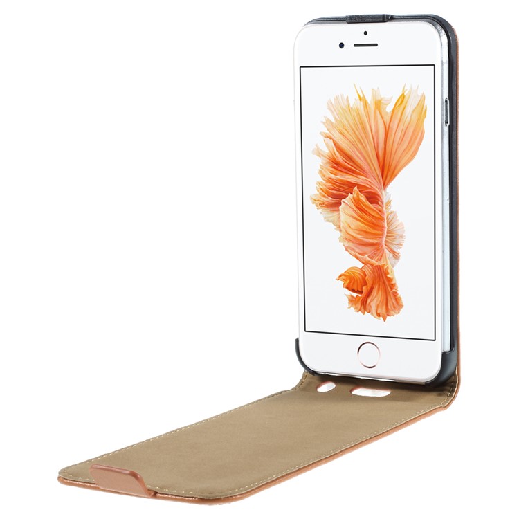 Genuine Split Leather Vertical Flip Case for iPhone 6s / 6 4.7-inch - Orange-5