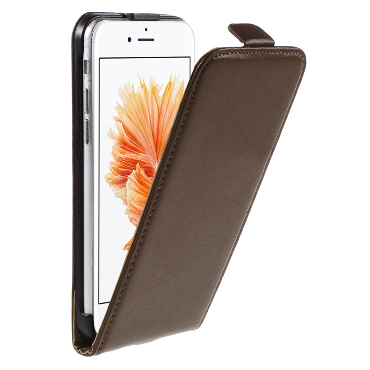 For iPhone 6s / 6 4.7-inch Vertical Genuine Split Leather Phone Case - Brown-1