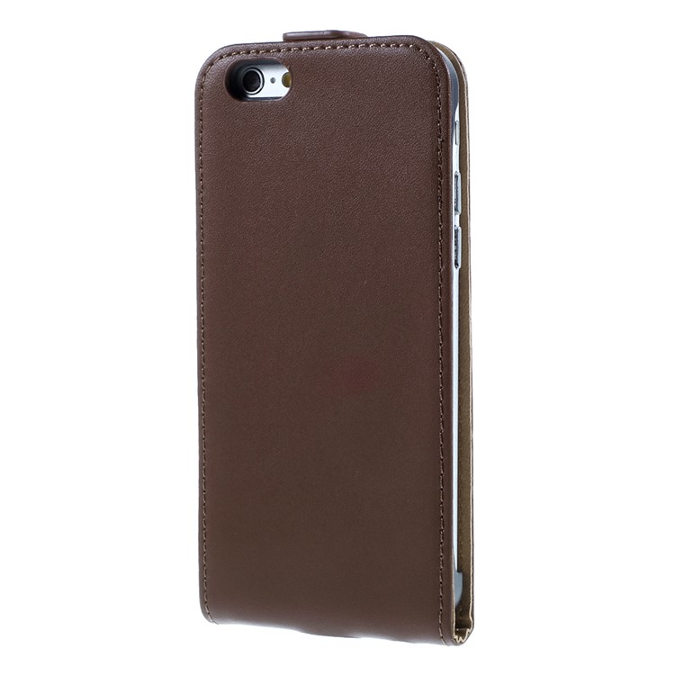 For iPhone 6s / 6 4.7-inch Vertical Genuine Split Leather Phone Case - Brown-3