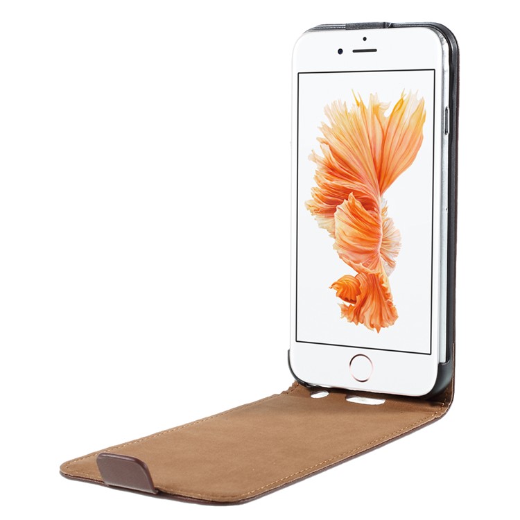 For iPhone 6s / 6 4.7-inch Vertical Genuine Split Leather Phone Case - Brown-5