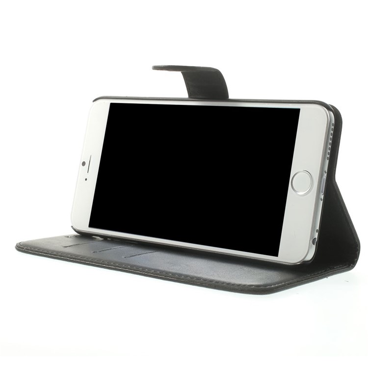 Retro Style Leather Wallet Bracket Case for iPhone 6s Plus / 6 Plus 5.5 inch - Black-3