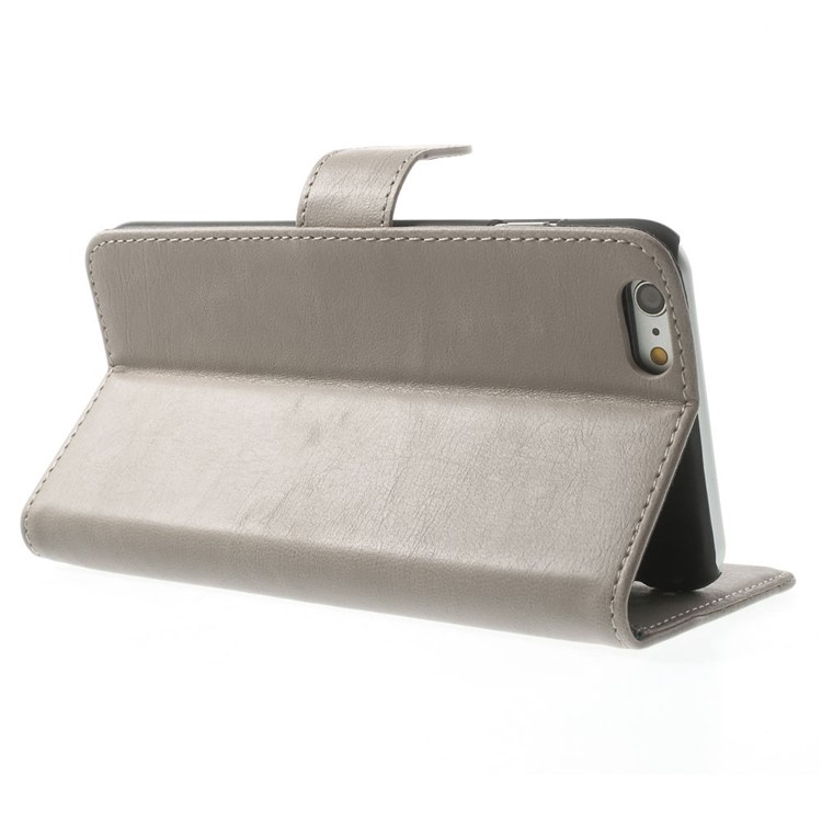 Retro Style Leather Wallet Bracket Case for iPhone 6s Plus / 6 Plus 5.5 inch - Grey-4