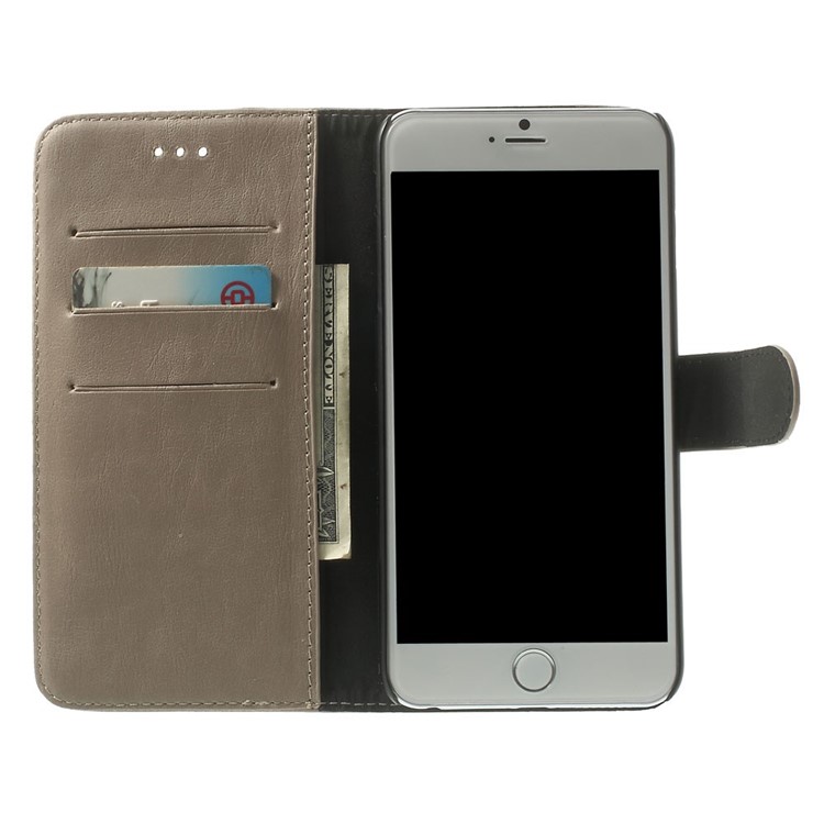 Retro Style Leather Wallet Bracket Case for iPhone 6s Plus / 6 Plus 5.5 inch - Grey-5