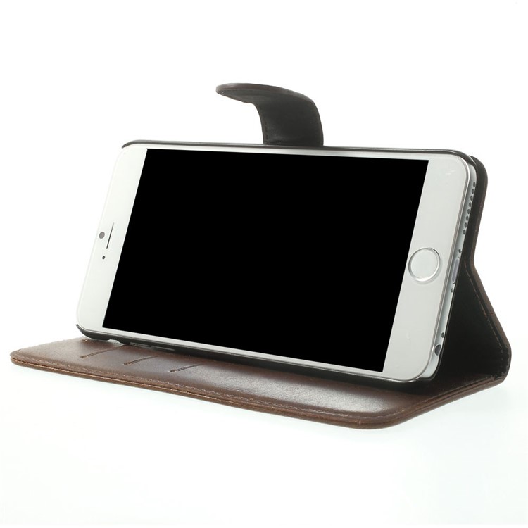 Retro Style Leather Wallet Bracket Cover for iPhone 6s Plus / 6 Plus 5.5 inch - Coffee-3
