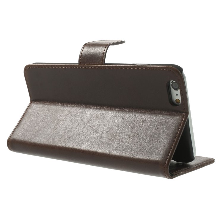Retro Style Leather Wallet Bracket Cover for iPhone 6s Plus / 6 Plus 5.5 inch - Coffee-4