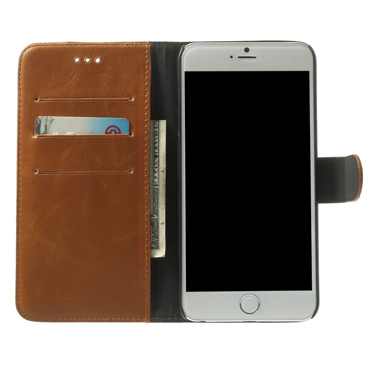 Retro Style Leather Wallet Stand Leather Phone Case Для Iphone 6s Plus / 6 Плюс 5,5 Дюйма - Коричневый-5