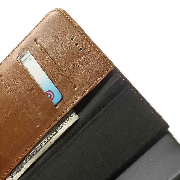 Retro Style Leather Wallet Bracket Cover para iPhone 6s Plus / 6 Plus 5.5 inch - Castanho-6