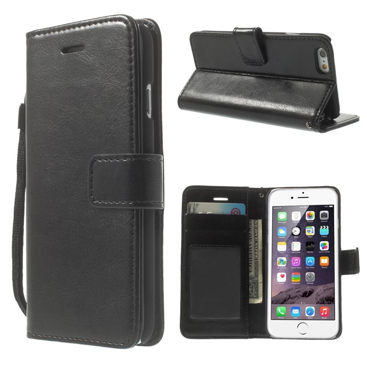 Crazy Horse Wallet Leather Stand Case for iPhone 6s / 6 4.7 inch - Black-1