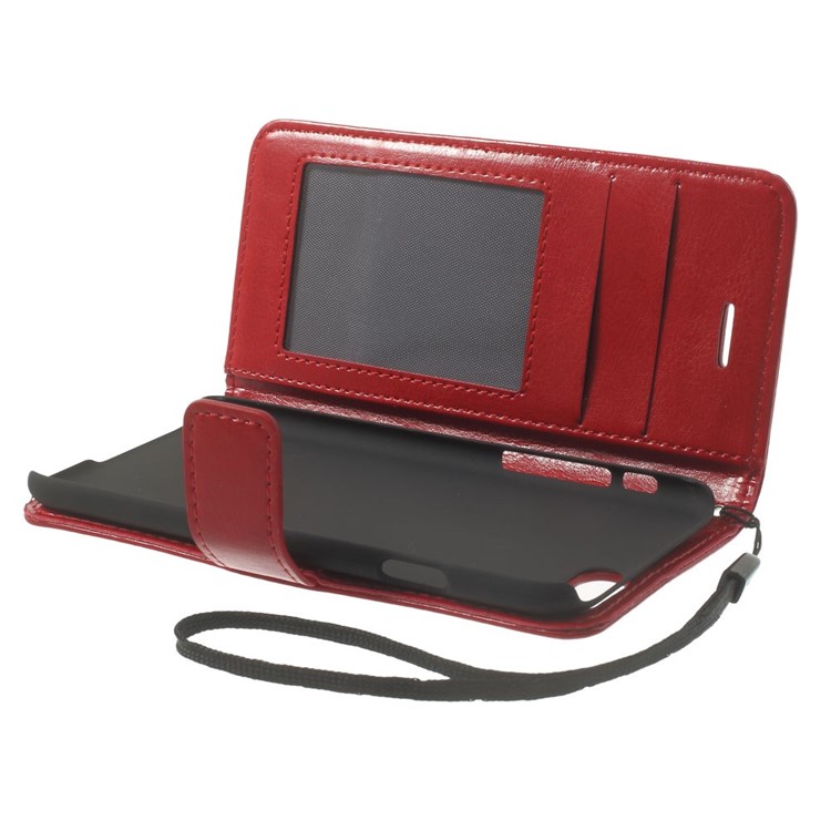 Crazy Horse Leather Magnetic Case w/ Stand for iPhone 6s / 6 4.7 inch - Red-10