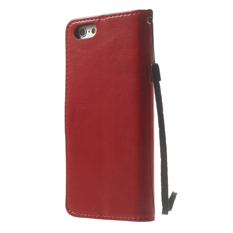 Crazy Horse Leather Magnetic Case w/ Stand for iPhone 6s / 6 4.7 inch - Red-2