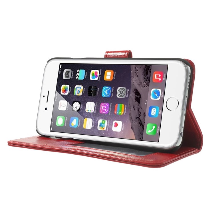 Crazy Horse Leather Magnetic Case w/ Stand for iPhone 6s / 6 4.7 inch - Red-3