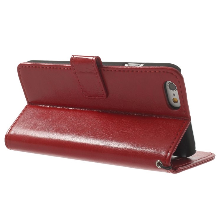 Crazy Horse Leather Magnetic Case w/ Stand for iPhone 6s / 6 4.7 inch - Red-4