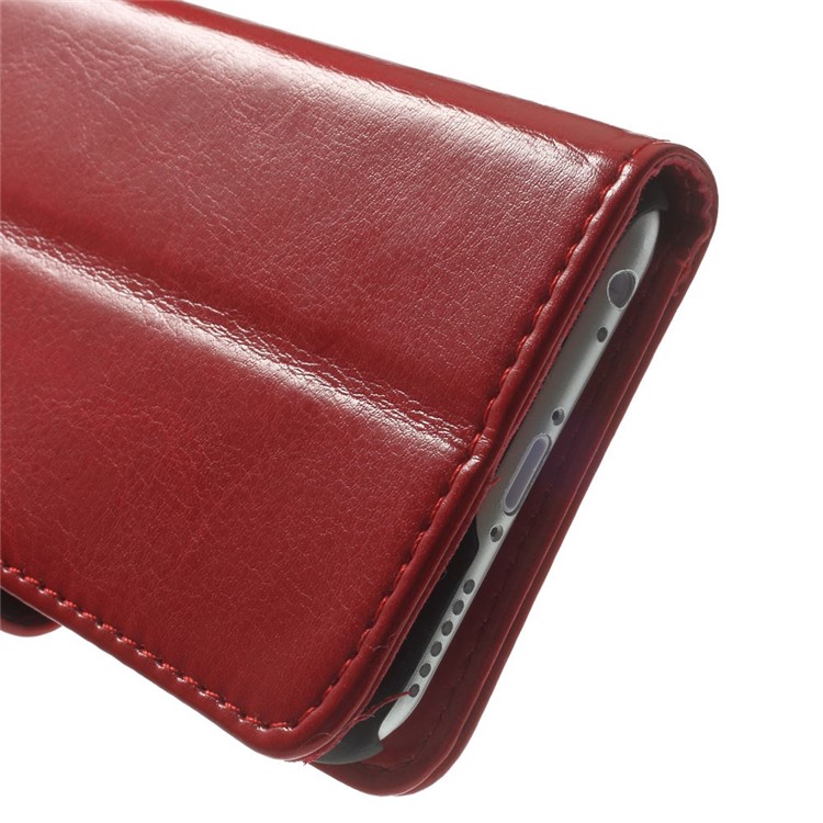 Crazy Horse Leather Magnetic Case w/ Stand for iPhone 6s / 6 4.7 inch - Red-9