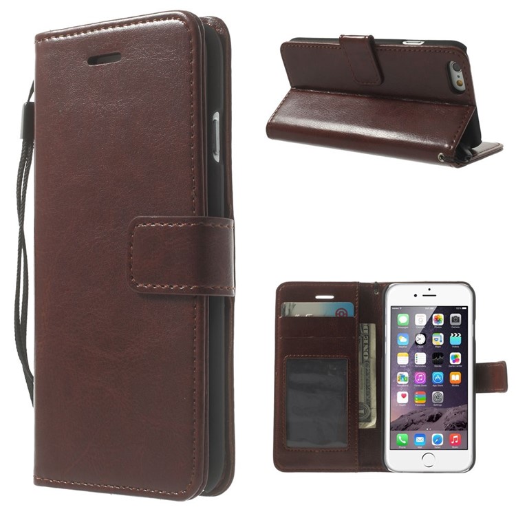 Crazy Horse Stand Leather Magnetic Case for iPhone 6s / 6 4.7 inch - Brown-1