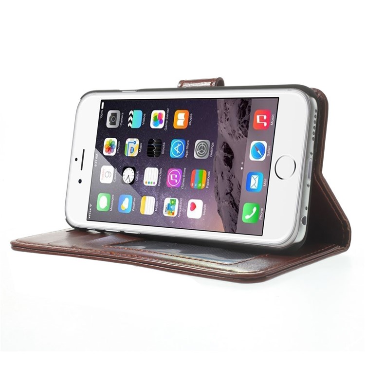 Crazy Horse Stand Leather Magnetic Case for iPhone 6s / 6 4.7 inch - Brown-3