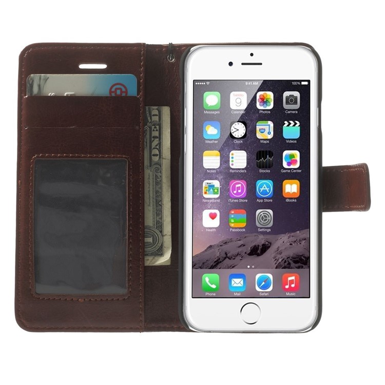 Crazy Horse Stand Leather Magnetic Case for iPhone 6s / 6 4.7 inch - Brown-5