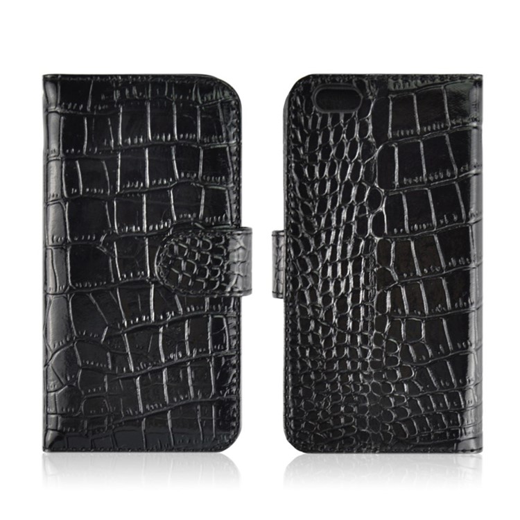 Genuine Crocodile Texture Leather Wallet Stand Cover for iPhone 6s / 6 4.7 inch - Black-1