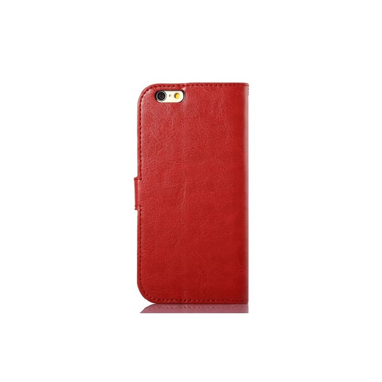 Oil Wax Crazy Horse Leather Magnetic Case w/ Stand for iPhone 6s / 6 4.7 inch - Red-2
